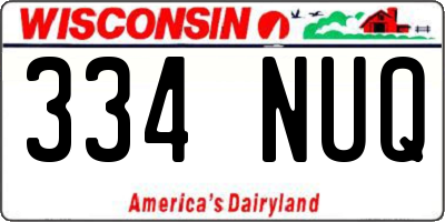 WI license plate 334NUQ
