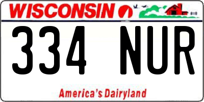 WI license plate 334NUR