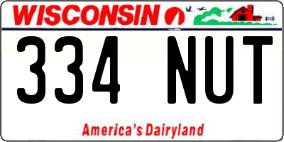 WI license plate 334NUT