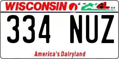 WI license plate 334NUZ
