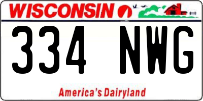 WI license plate 334NWG