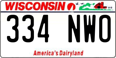 WI license plate 334NWO