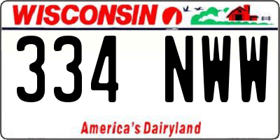 WI license plate 334NWW