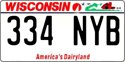 WI license plate 334NYB