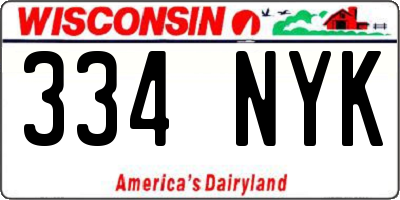 WI license plate 334NYK