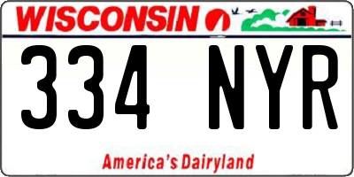 WI license plate 334NYR