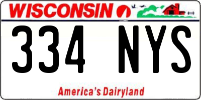 WI license plate 334NYS