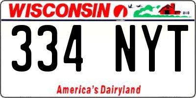 WI license plate 334NYT