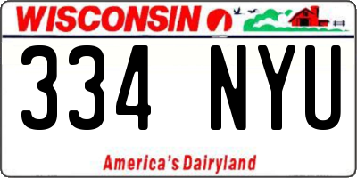 WI license plate 334NYU
