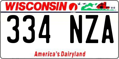 WI license plate 334NZA