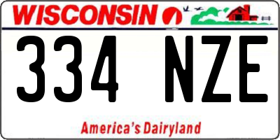WI license plate 334NZE