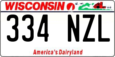 WI license plate 334NZL