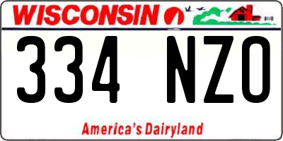 WI license plate 334NZO