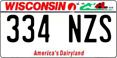WI license plate 334NZS