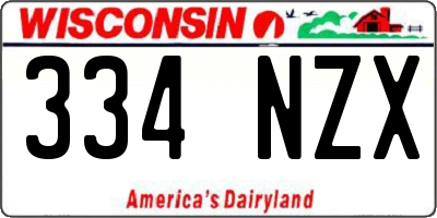 WI license plate 334NZX