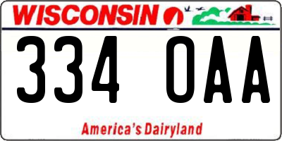 WI license plate 334OAA