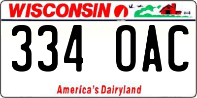 WI license plate 334OAC