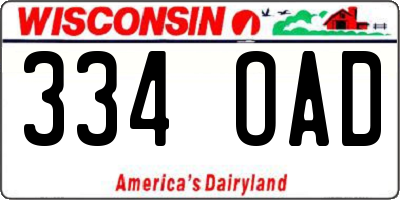 WI license plate 334OAD