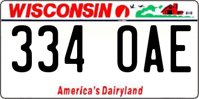 WI license plate 334OAE