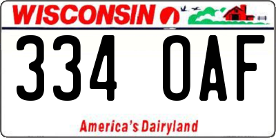 WI license plate 334OAF