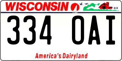 WI license plate 334OAI