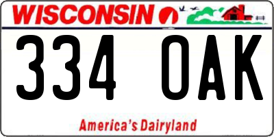 WI license plate 334OAK
