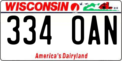 WI license plate 334OAN