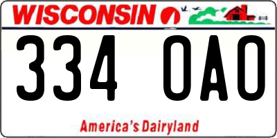 WI license plate 334OAO