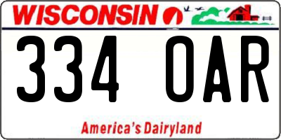 WI license plate 334OAR