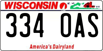 WI license plate 334OAS