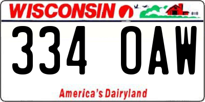 WI license plate 334OAW