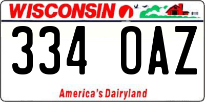 WI license plate 334OAZ