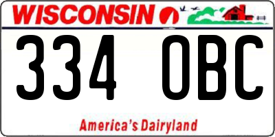 WI license plate 334OBC