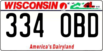 WI license plate 334OBD
