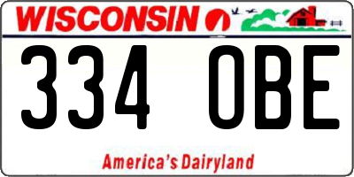 WI license plate 334OBE