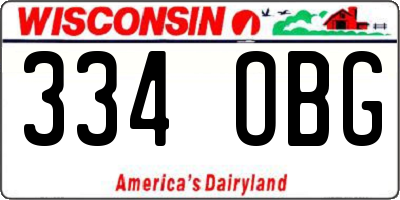 WI license plate 334OBG