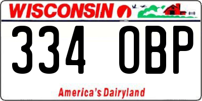 WI license plate 334OBP
