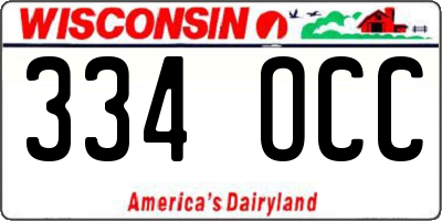 WI license plate 334OCC