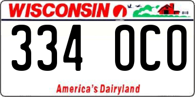 WI license plate 334OCO