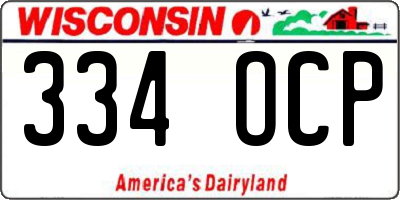 WI license plate 334OCP