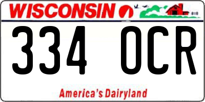 WI license plate 334OCR
