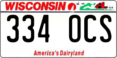 WI license plate 334OCS