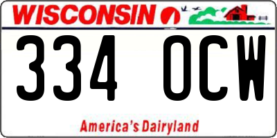 WI license plate 334OCW