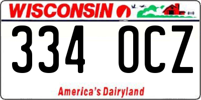 WI license plate 334OCZ