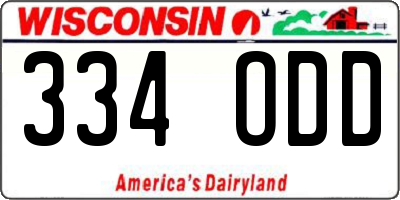 WI license plate 334ODD