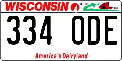 WI license plate 334ODE