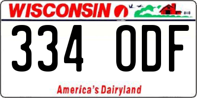 WI license plate 334ODF