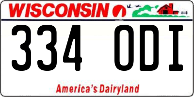 WI license plate 334ODI