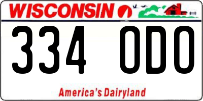 WI license plate 334ODO