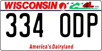 WI license plate 334ODP